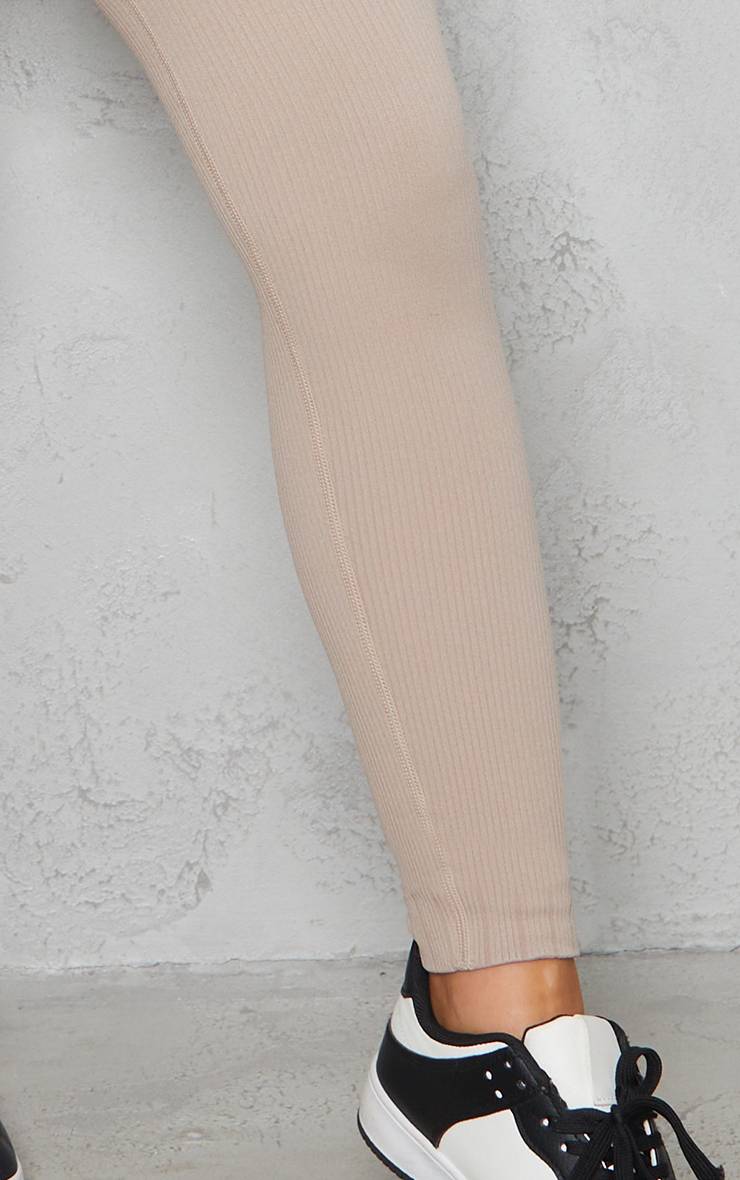Gris Pierre Legging Côtelé Structurant À Détail De Revers Contourés