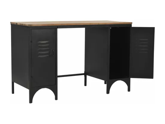 Bureau à double piédestal Bois de sapin et acier 120x50x76 cm