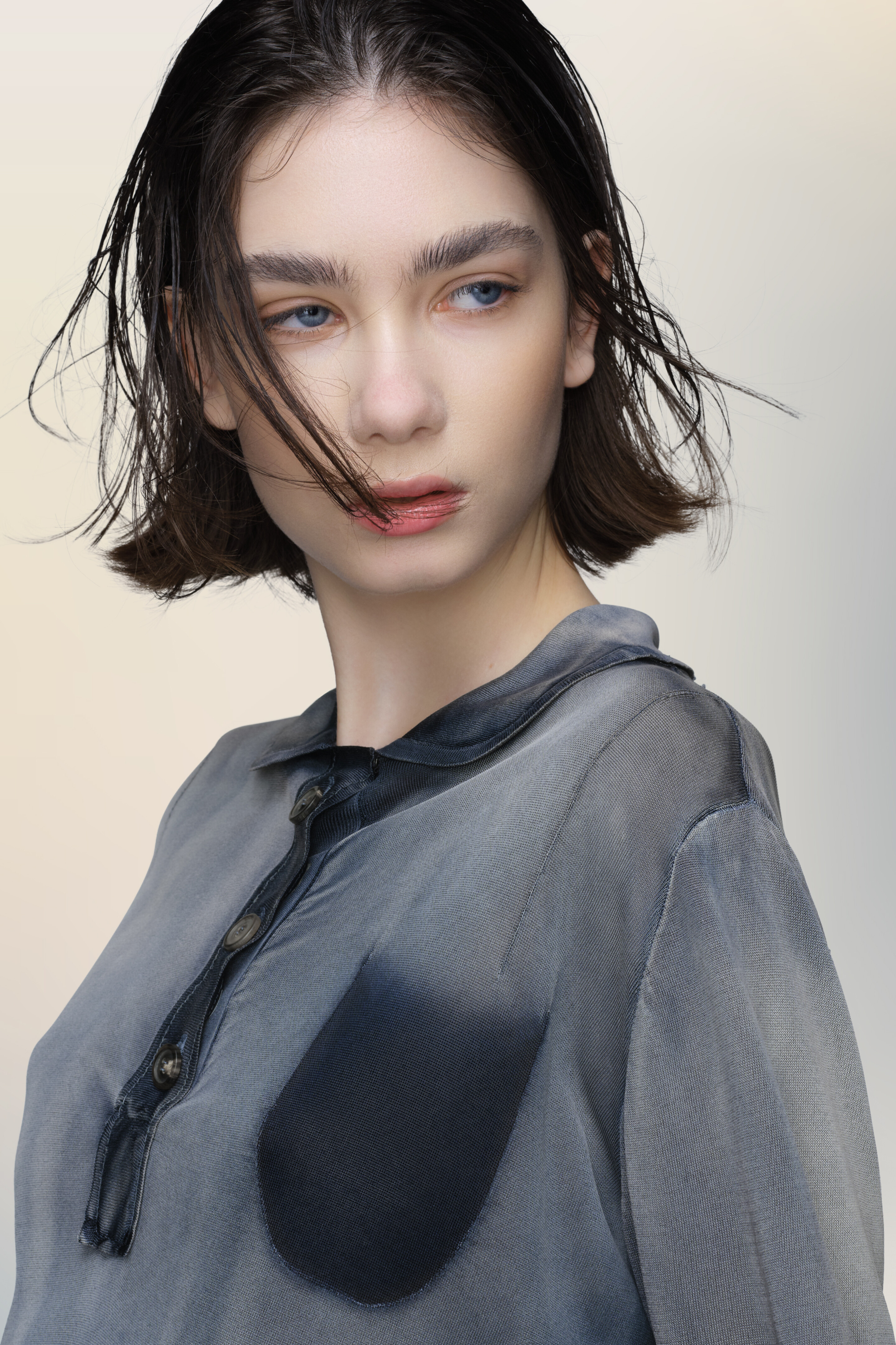 Polo sun-faded bleu en viscose pour femme