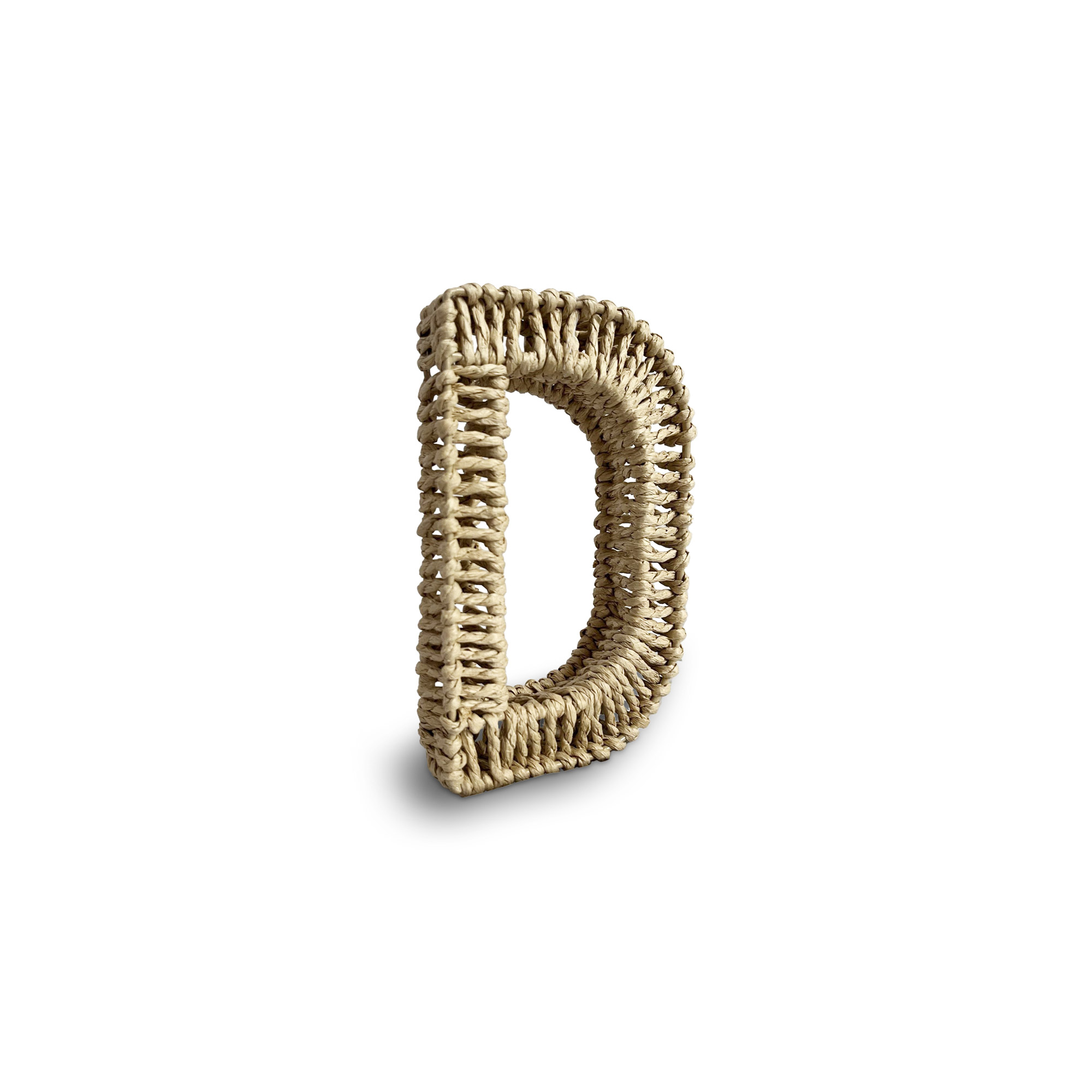 Buchstabe 'D' aus Papiergeflecht, braun, H 20,5 cm, B 12,5 cm, L 3,5 cm von fischer's lagerhaus