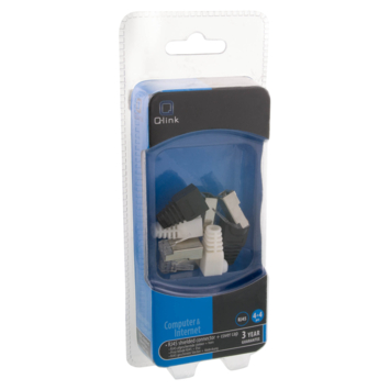 Q-Link UTP connector 4x/kap RJ45 2x zwart wit 8 stuks