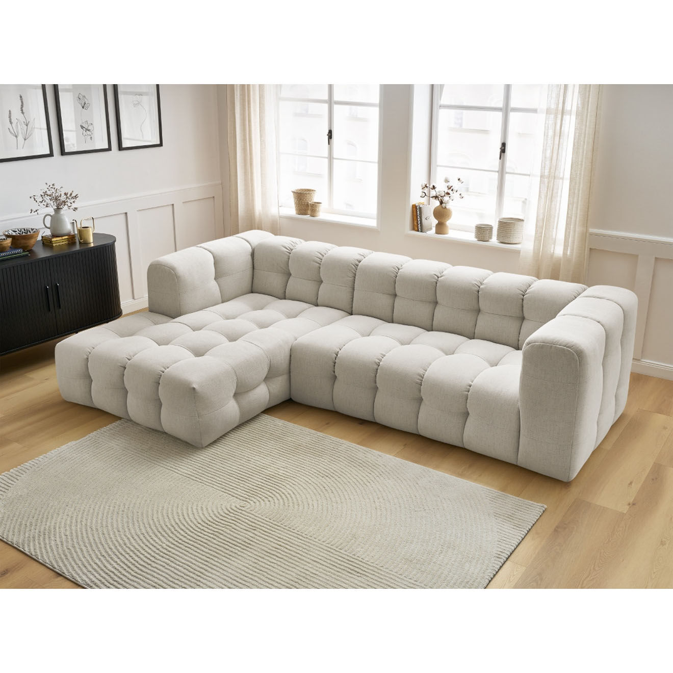 Bobochic Canapé d'angle gauche cloud beige - 288x184x75 cm