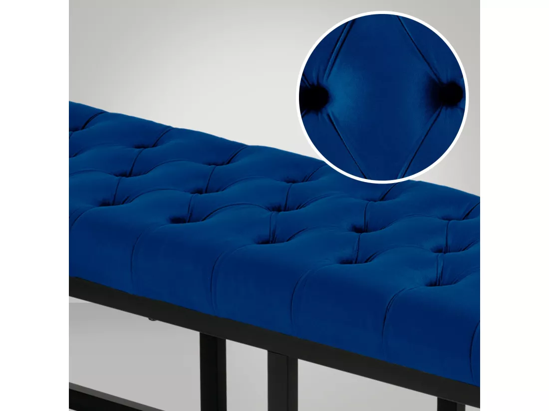 Banquette - Velours & Métal noir mat - Bleu - Polson