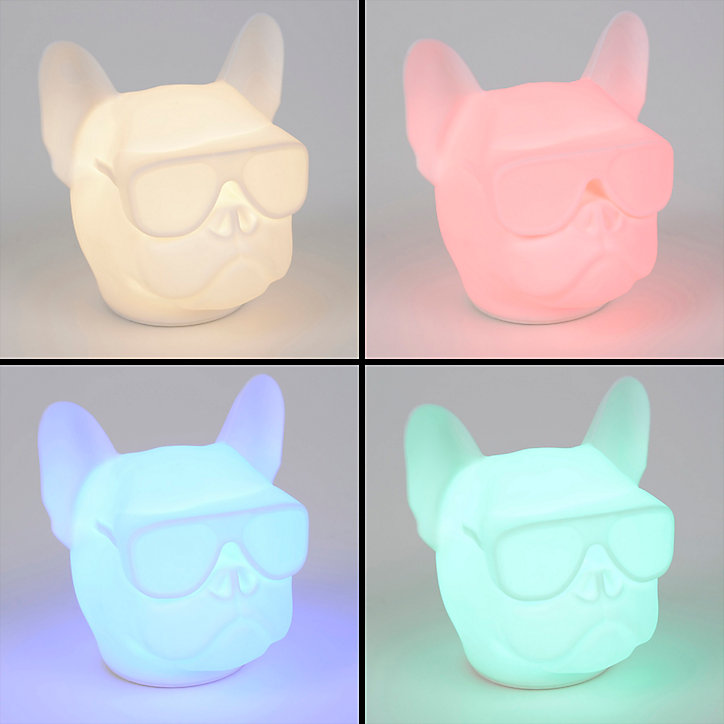 Veilleuse LED Bulldog 1W IP20 l.12 x H.13,5 cm RGB tactile USB Corep blanc