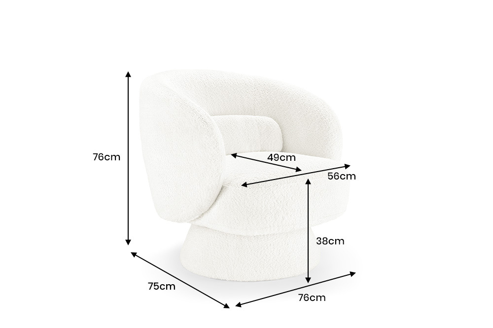 Drehbarer Design Sessel BOSSA NOVA weiß Bouclé