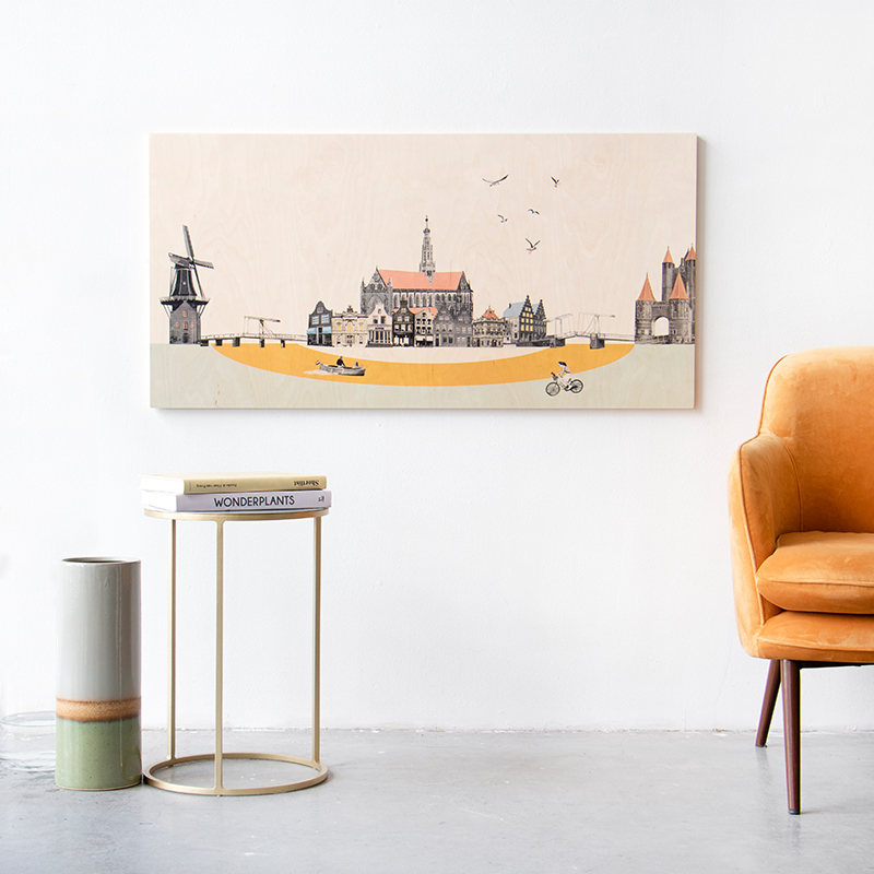 StoryWood wandpaneel Verliefd op Haarlem 80 x 40 cm
