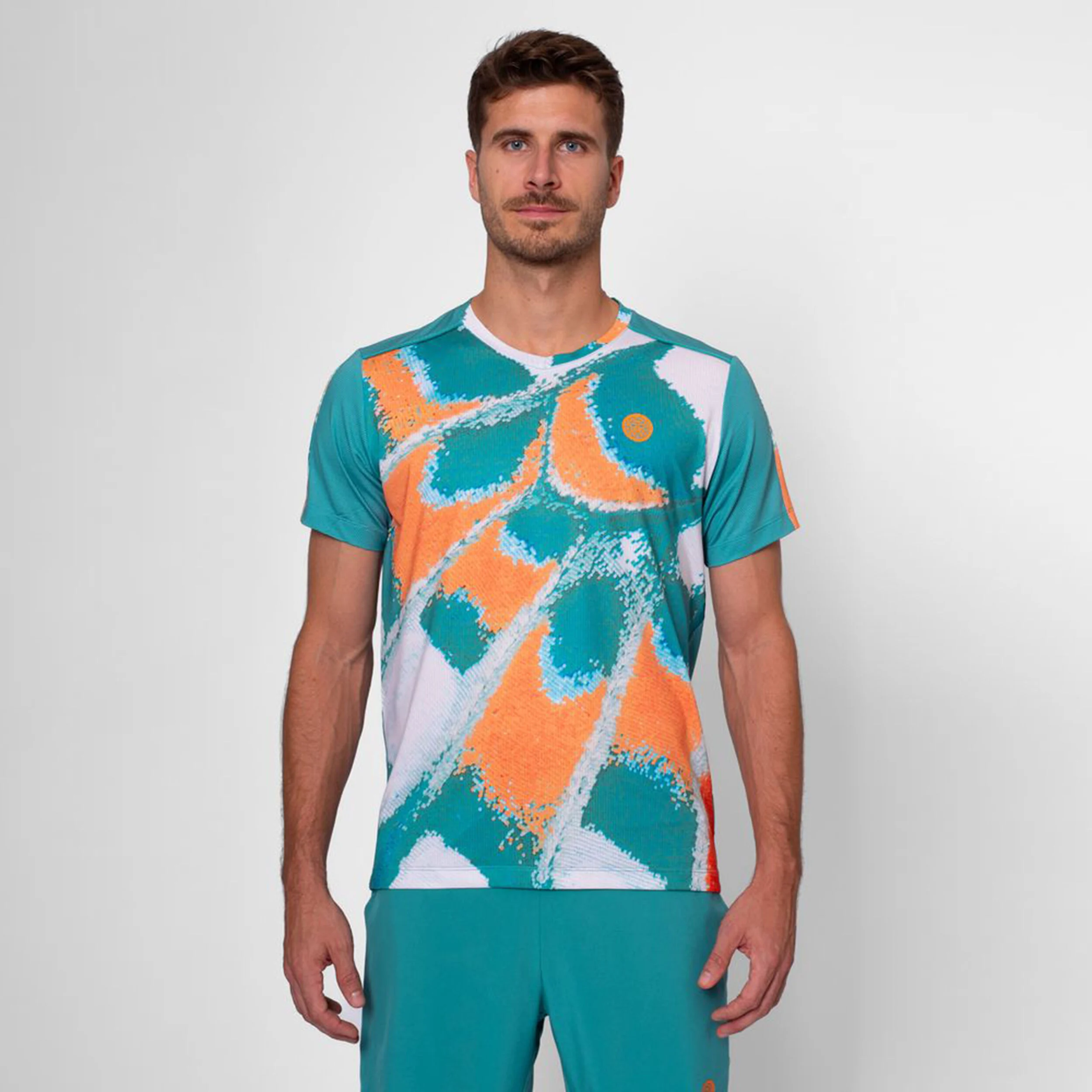 BIDI BADU Melbourne 2025 V-Neck T-shirt Hommes - Bleu Petrol, Orange
