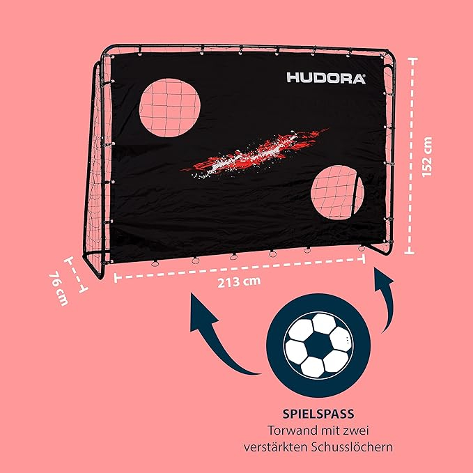 (213x153cm) Fussballtor Trainer mit Torwand - Schwarz