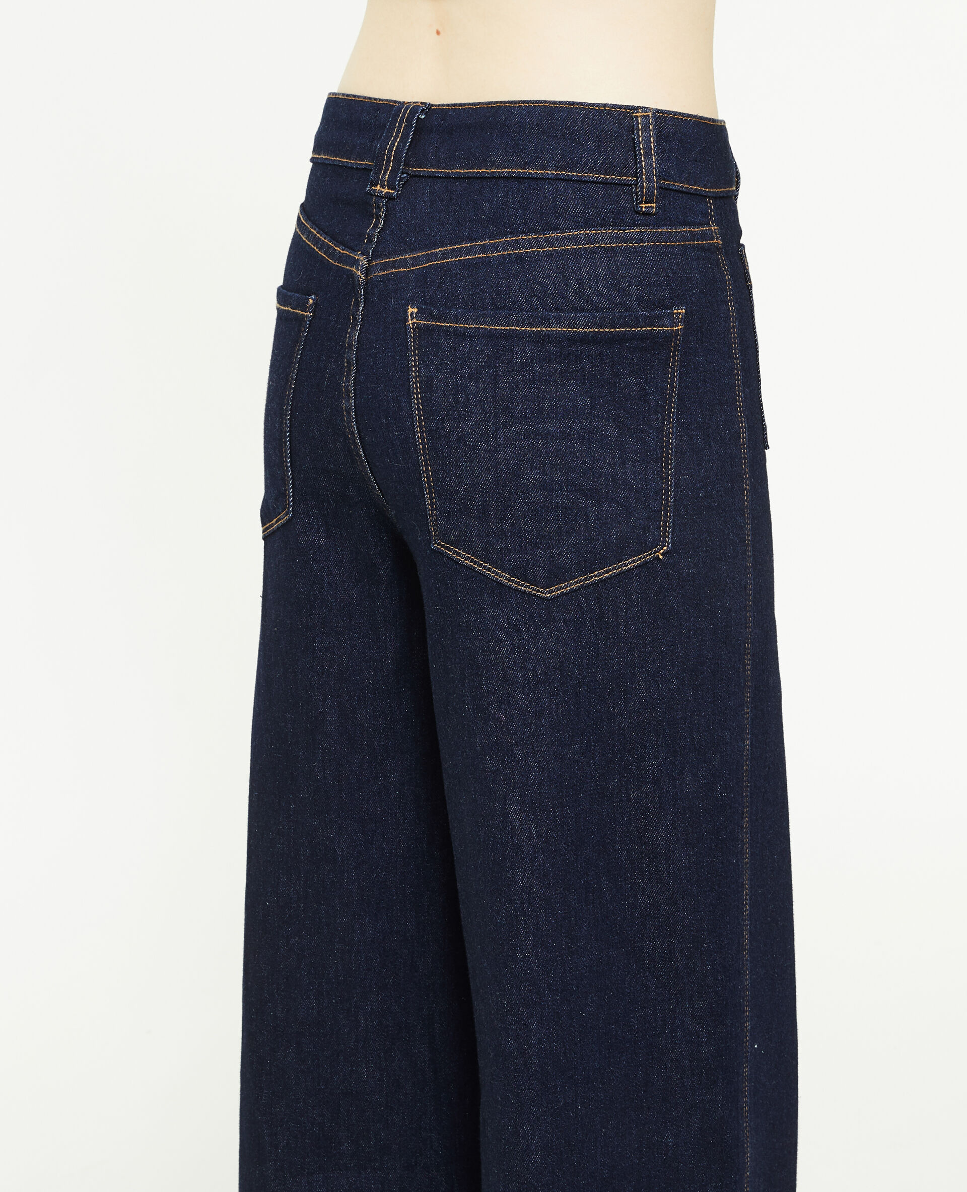 Jean Wide avec fermeture zippée apparente - Bleu