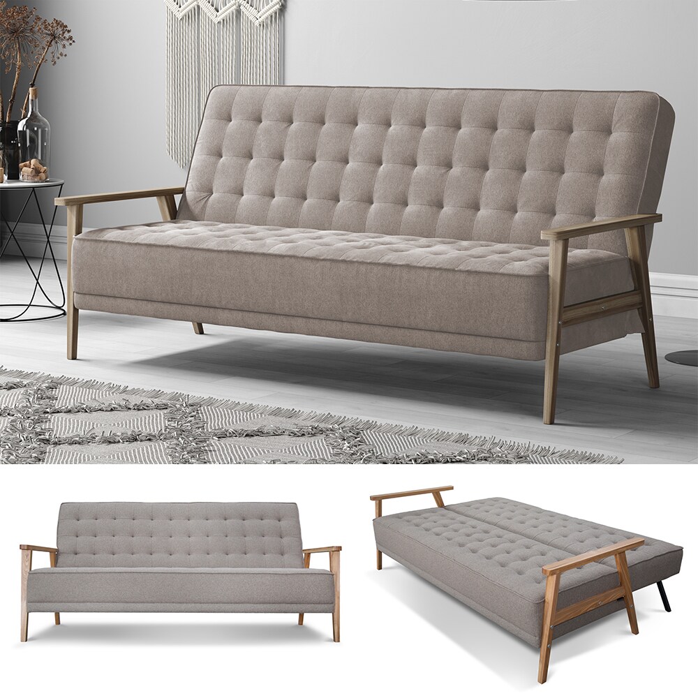 VitaliSpa Schlafsofa Dion mit Klappfunktion, Braun, moderne 3-Sitzer Gästecouch