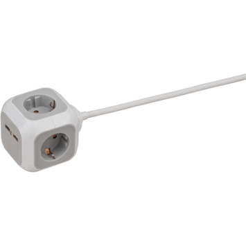Brennenstuhl Stekkerblok 4-voudig + 2 USB Grijs 1,4 Meter