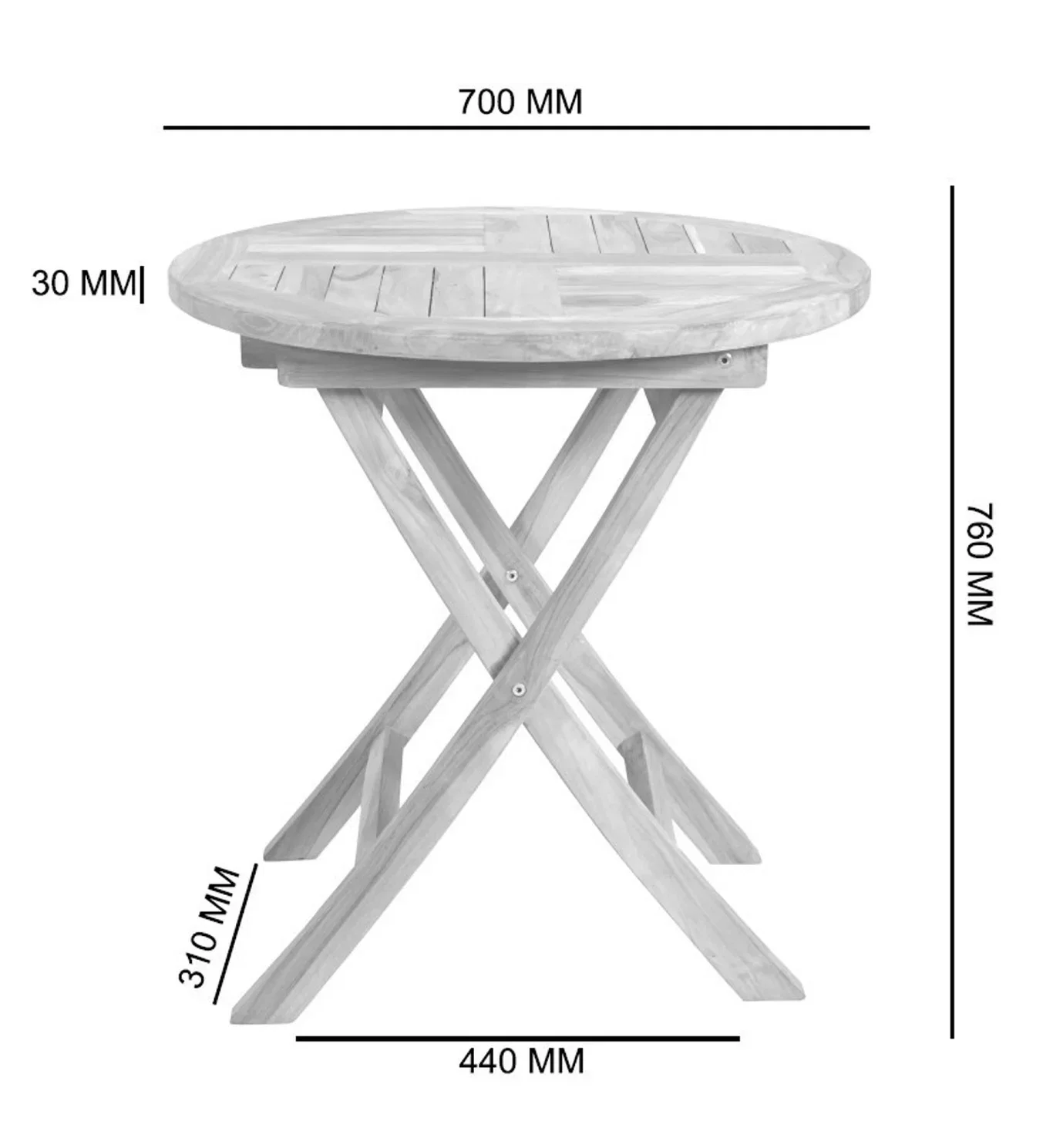 Kafébord Teak Ø70 cm
