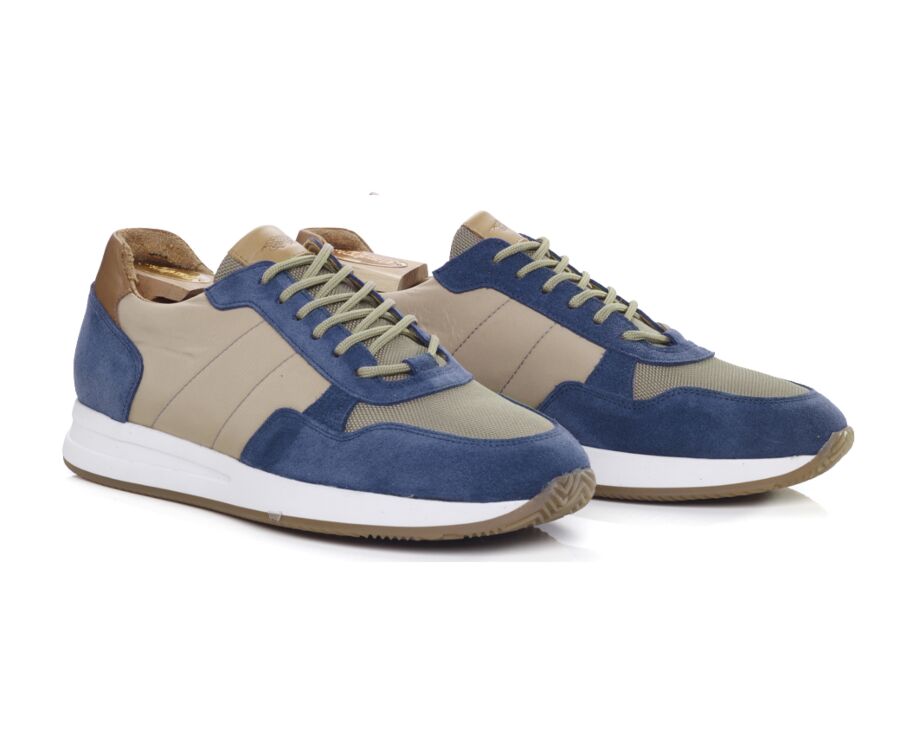 Sneakers homme velours Bleu et Taupe - NIRRANDA