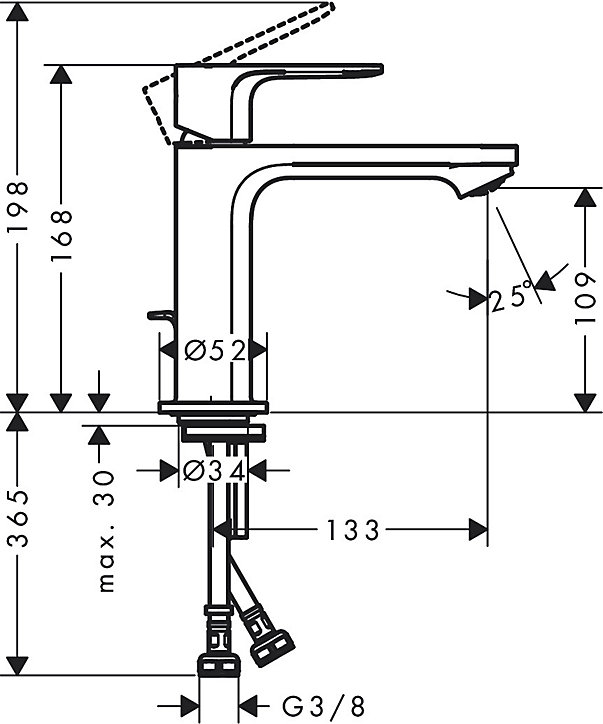 Mitigeur de lavabo Rebris E 110 CoolStart avec tirette et vidage Chromé