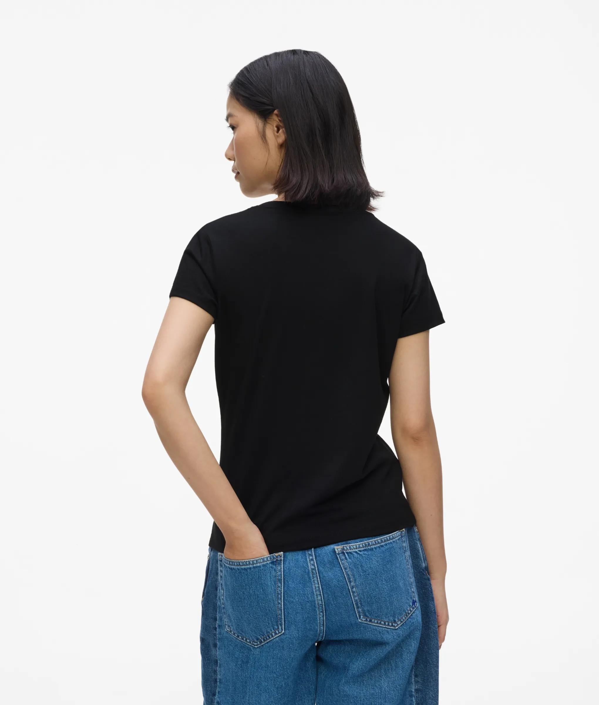 Slim-fit T-shirt met gevlokt bloemenmotief