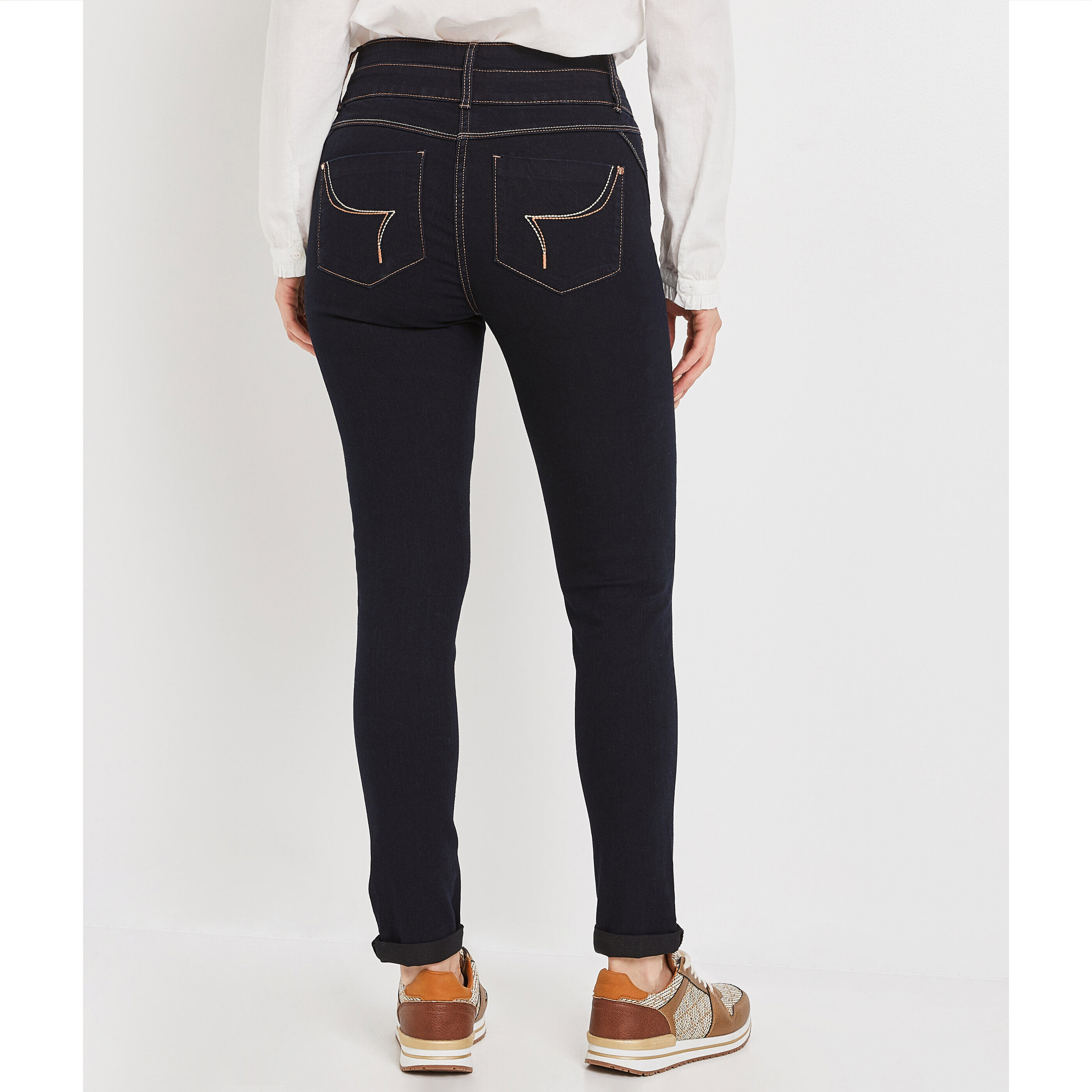 Jean raccourci taille haute HANOI femme - BLUE BLACK