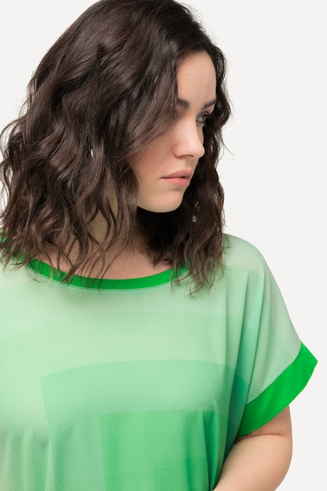 Blusenshirt, Oversized, Rundhals, Halbarm
