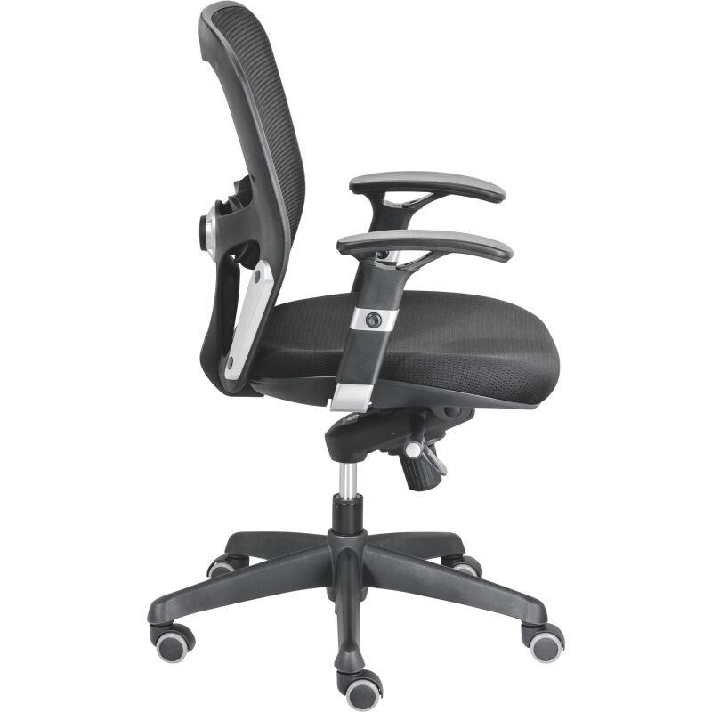 Chaise de bureau ANZIO - Dossier en maille avec accoudoirs- Soutien lombaire- Mécanisme synchrone- Pieds noir
