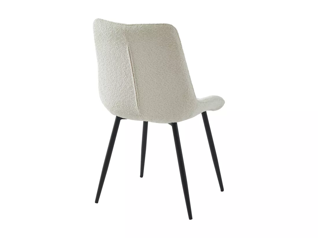 Lot de 2 chaises matelassées en tissu bouclette et métal noir - Blanc - OLLUA