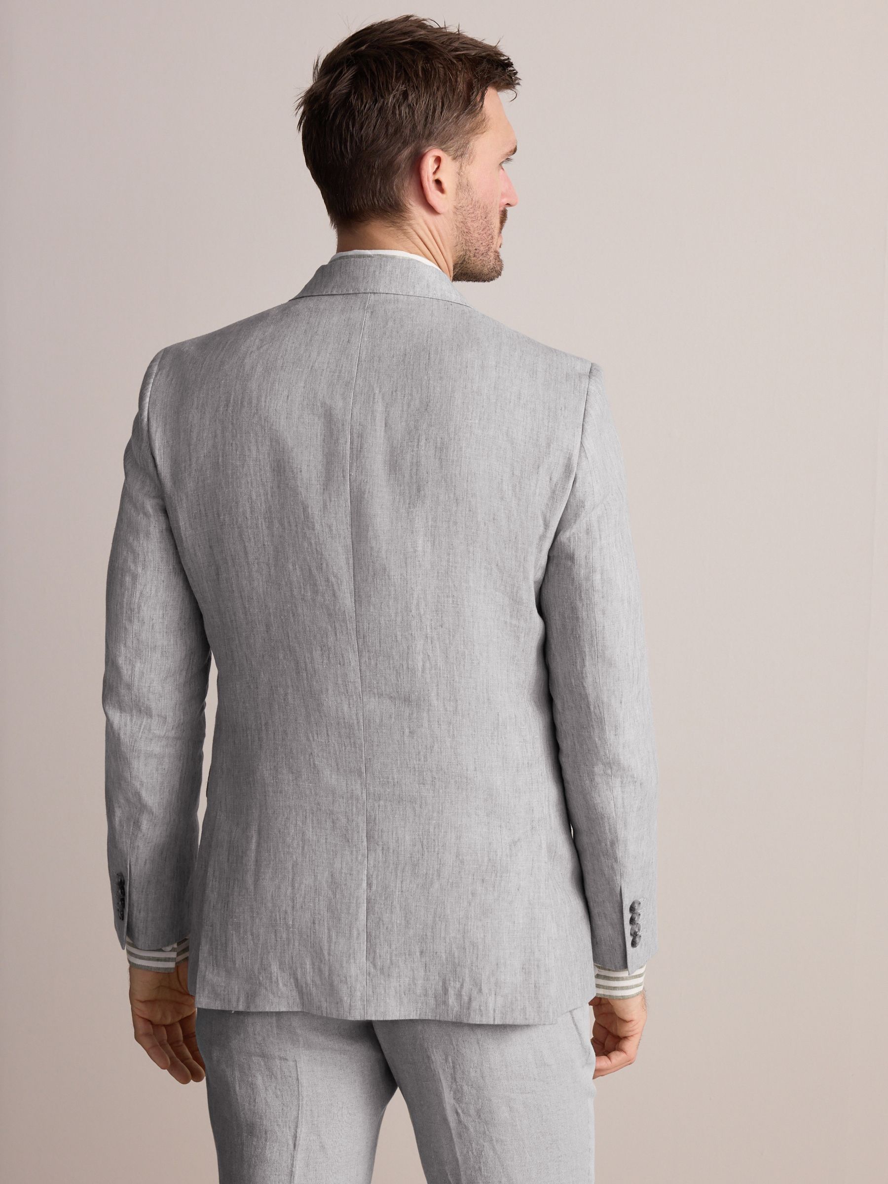 Lichtgrijs - Slimfit Leomaster Italiaans 100% linnen colbert