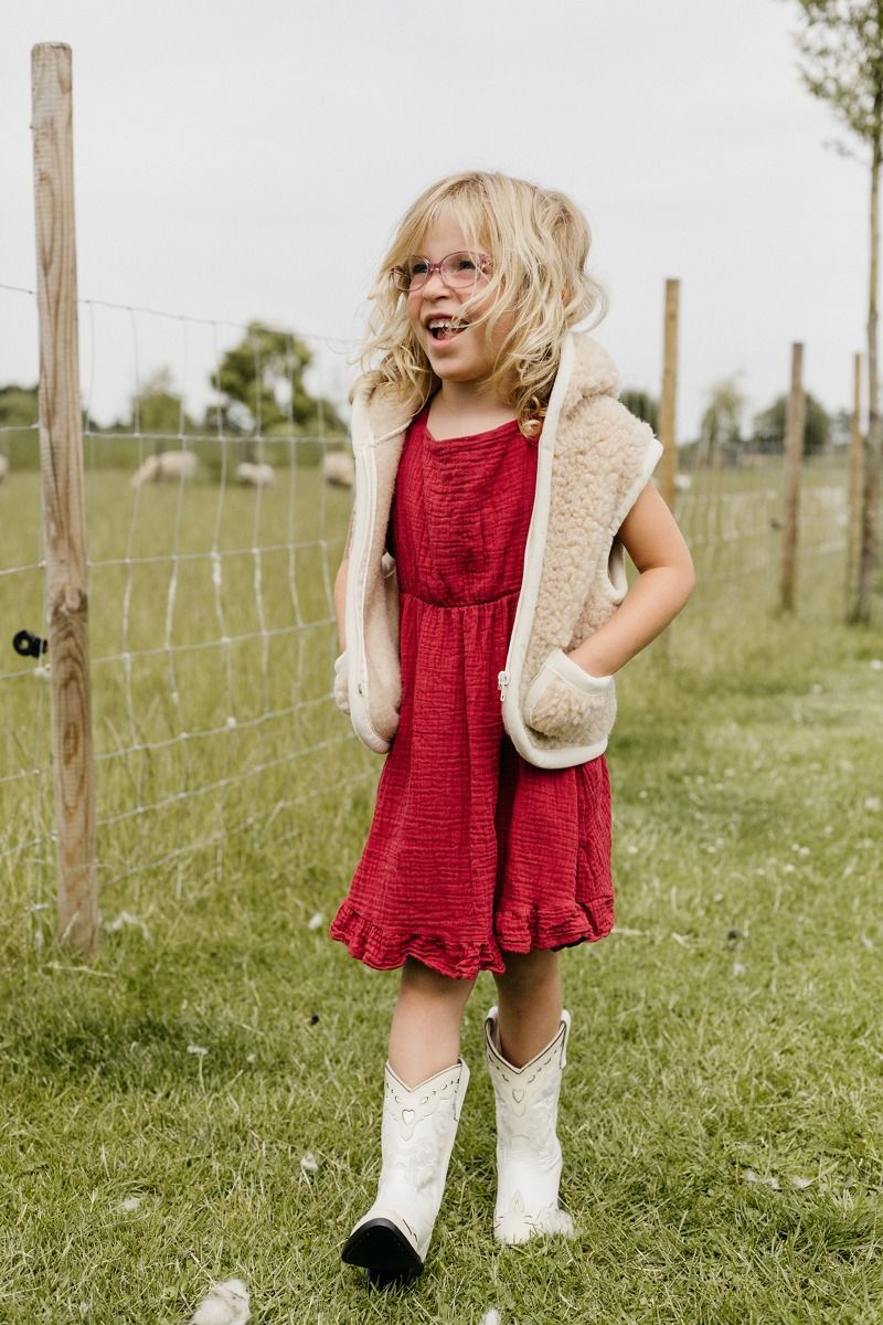 Moonrise kids wollen bodywarmer Elara bruin met capuchon