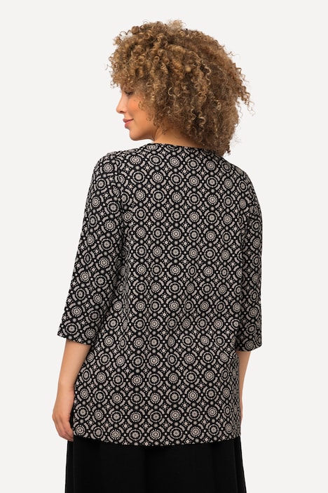 Shirt, A-Linie, Zierfalten, V-Ausschnitt, 3/4-Arm
