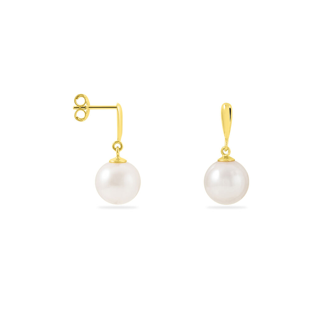 Boucles D'oreilles Pendantes Sibylle Or Jaune Perle De Culture