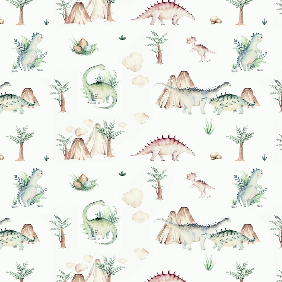 Nikima Geschenkpapier 5 Bögen Dinosaurier pastell  – 1,60€qm Größe: - 84,1 x 59,4 cm bunt