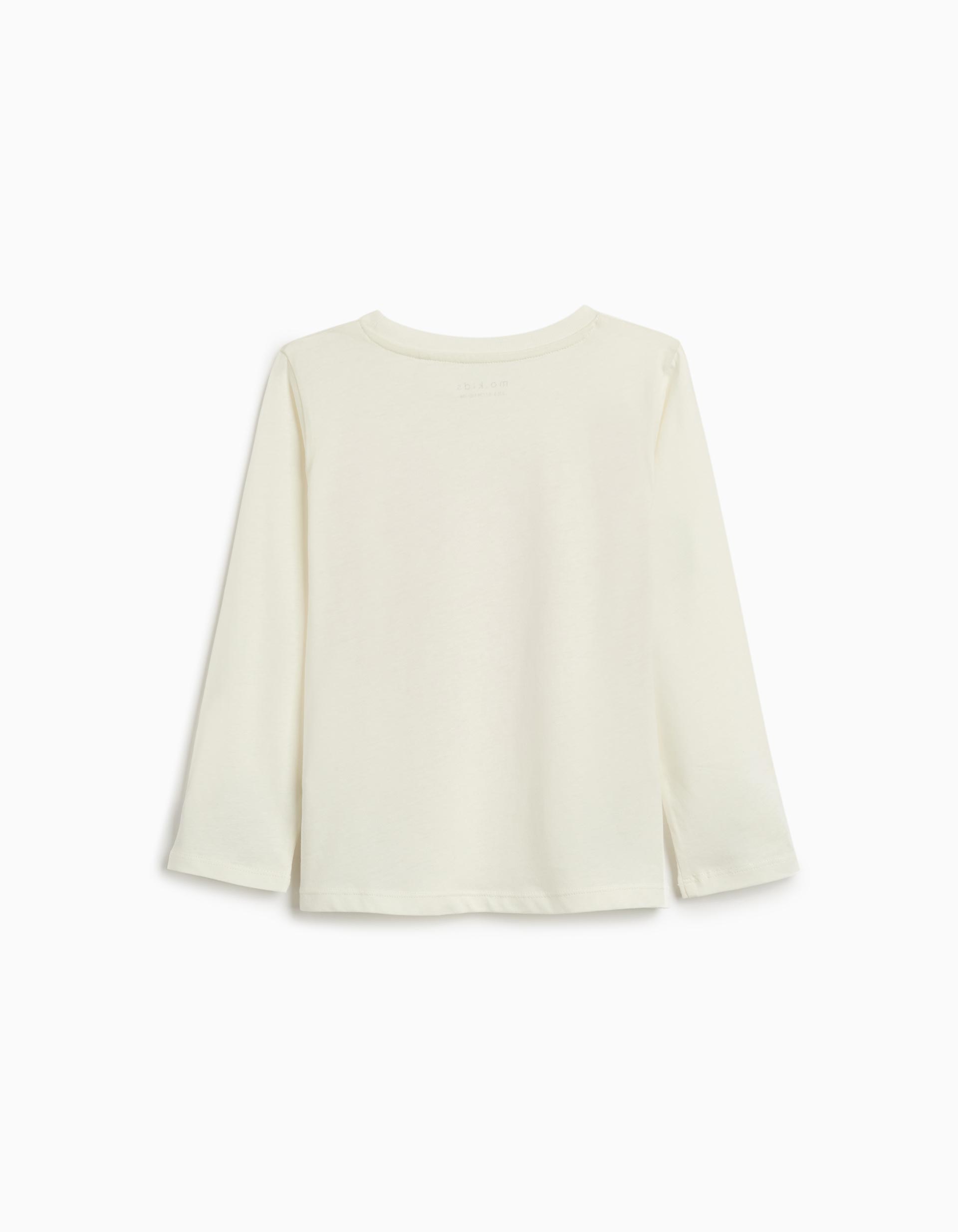T-shirt de Manga Comprida, Menina, Branco