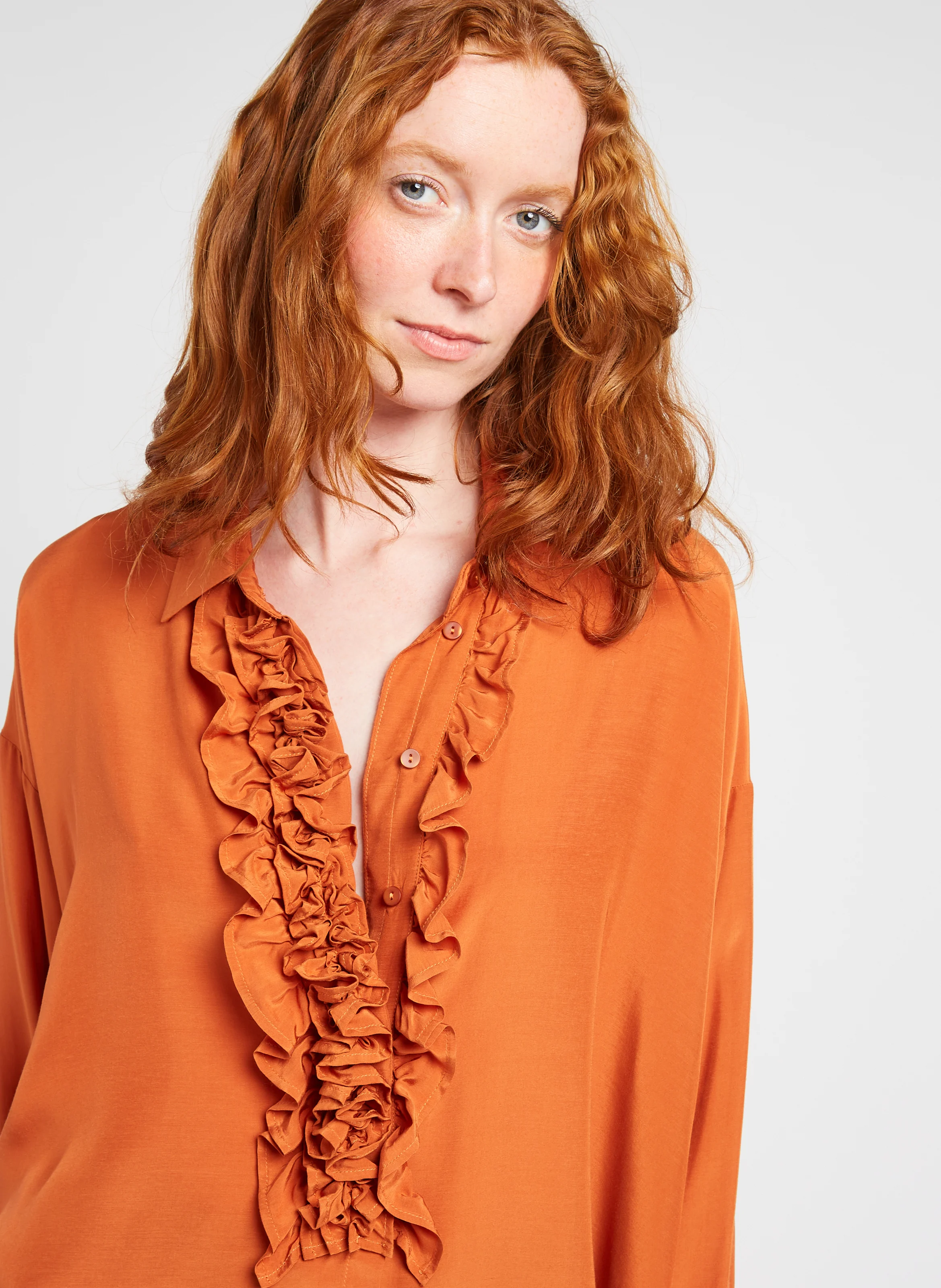 BILANCIA - Chemise droite à volants| Orange