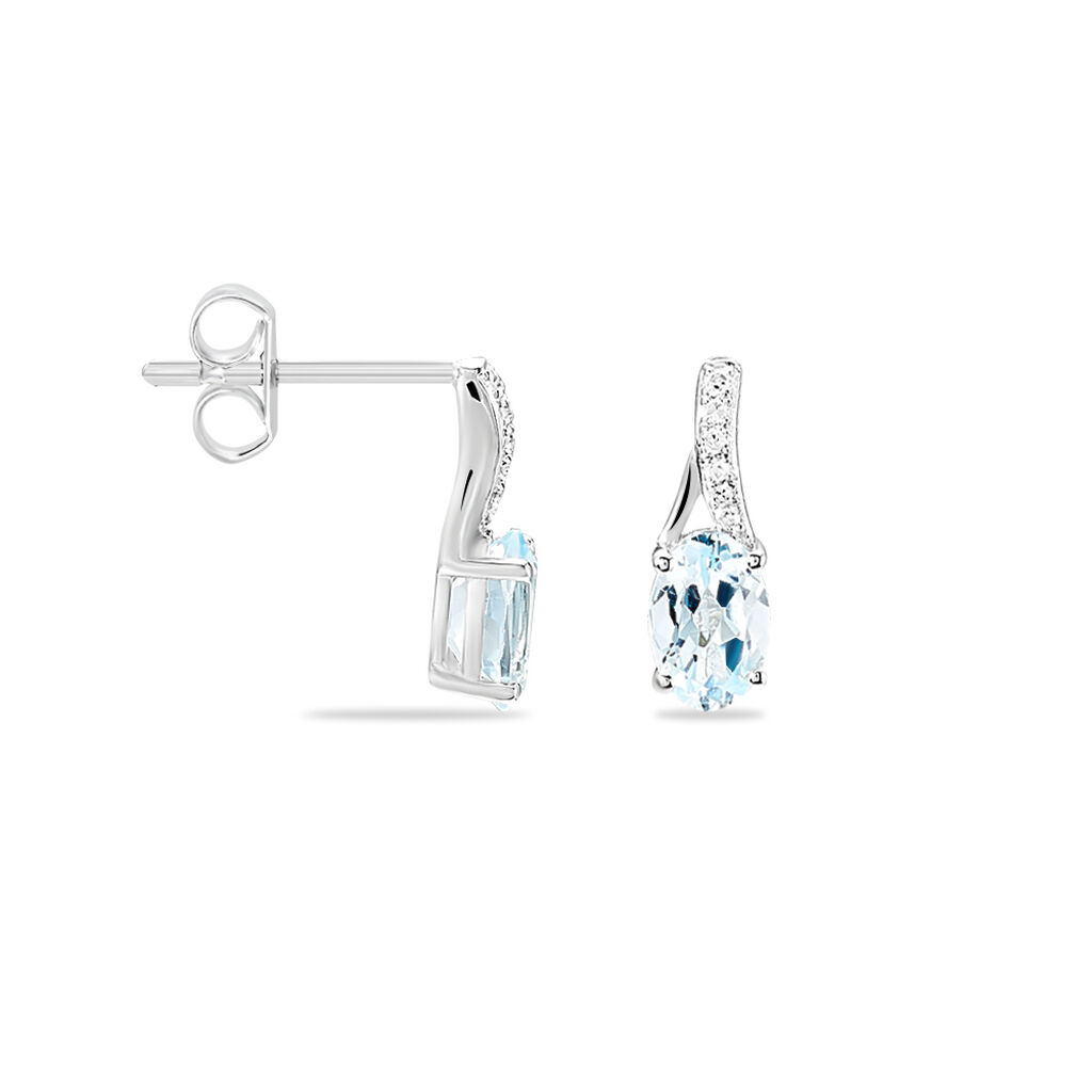 Boucles D'oreilles Audea Or Blanc Topaze Et Oxyde De Zirconium