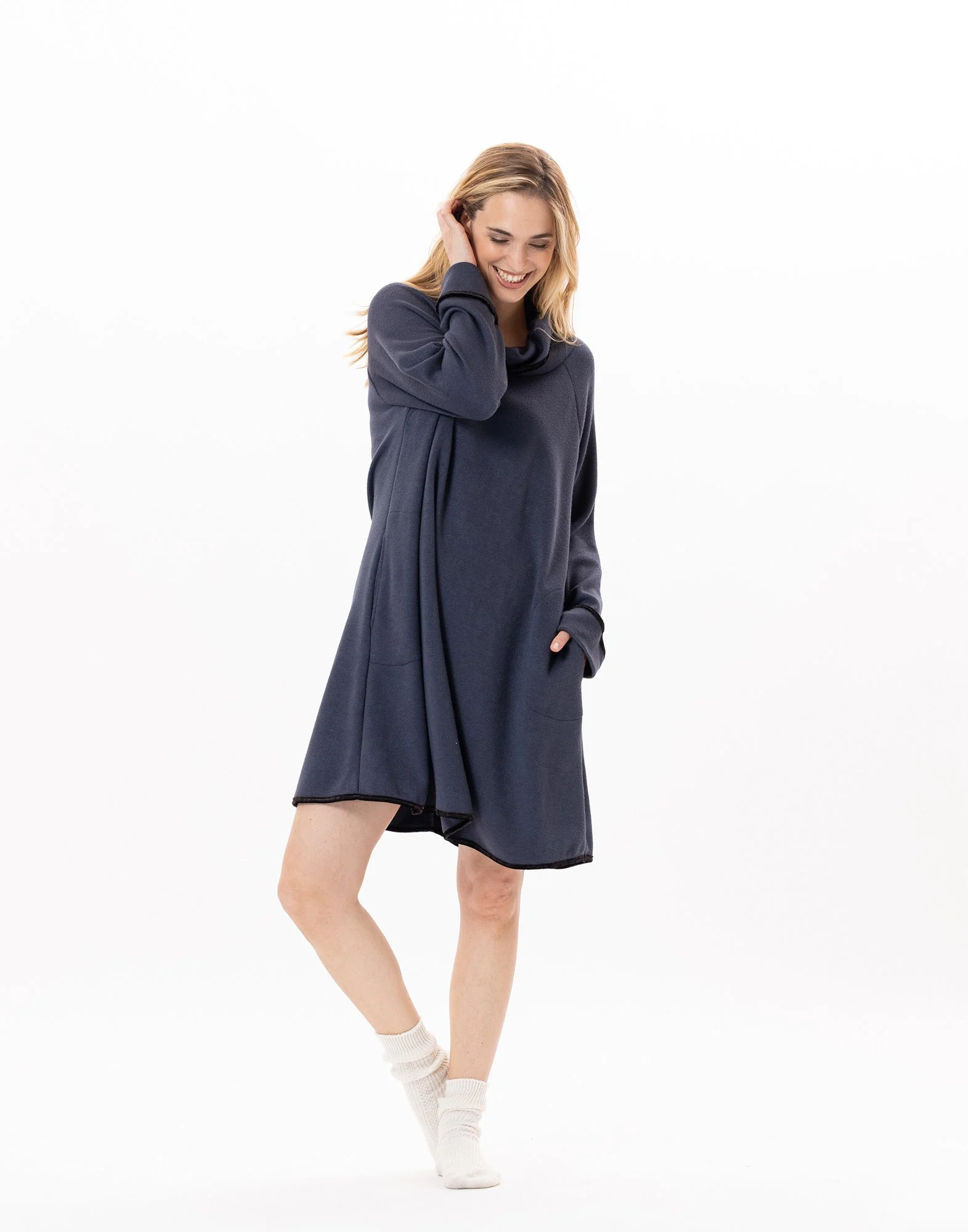 ALPAGA 840 - Robe en maille tricot | Bleu