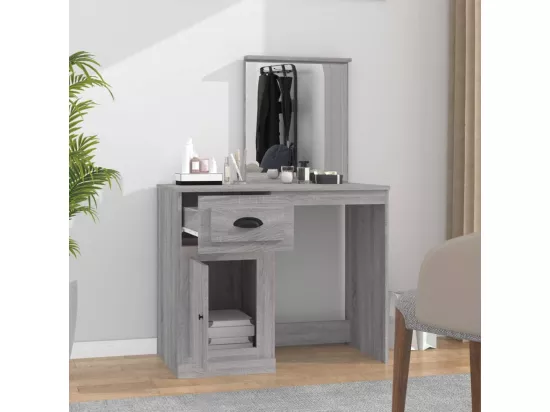 Coiffeuse avec miroir sonoma gris 90x50x132,5cm bois ingénierie