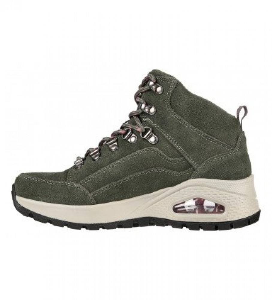 Botas Skechers Uno Rugged em couro, verde-oliva