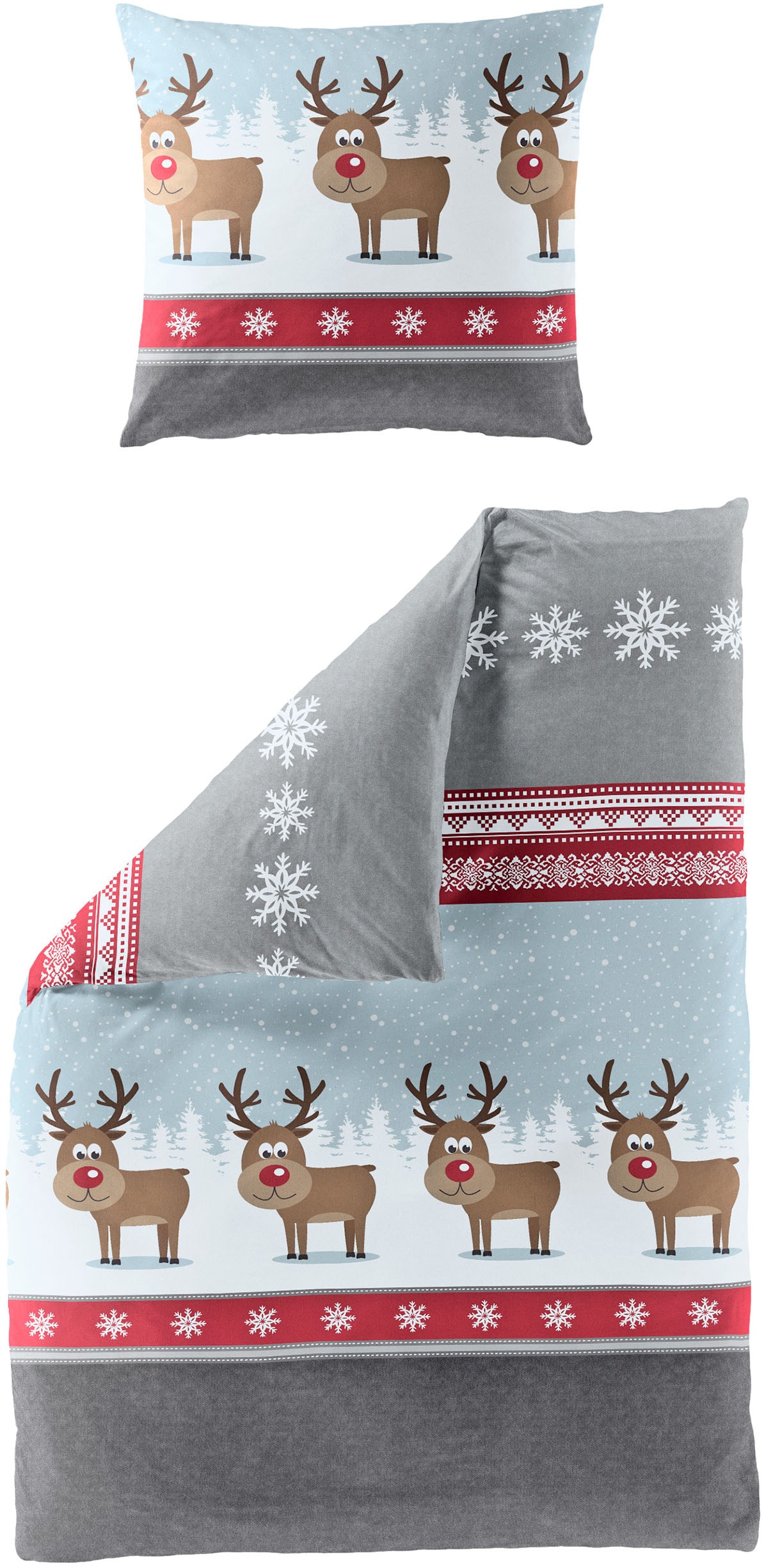 BIERBAUM Bettwäsche »Wichtel« 2 tlg. tlg. 100 % Baumwolle, Biber, unterschiedliche Weihnachts-Designs
