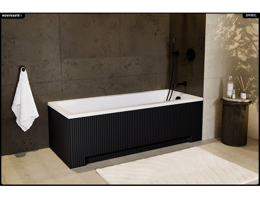 OTITEC - Baignoire rectangulaire - 140 x 70 cm - avec tablier noir ra...