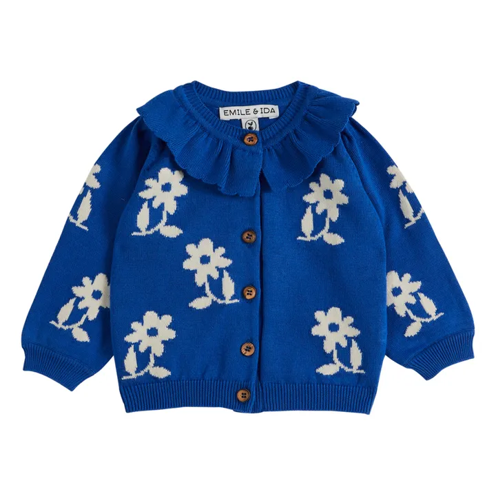 Emile et Ida Cardigan Fleurs | Bleu
