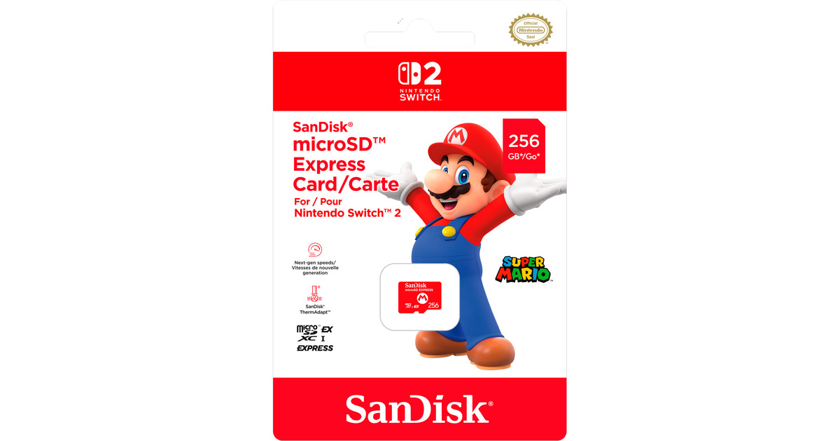 SanDiskNintendo Switch 2 mircoSD Express Card 256 GB geheugenkaart