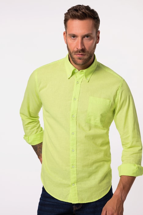 Leinenmixhemd, Langarm, Buttondown-Kragen, Modern Fit