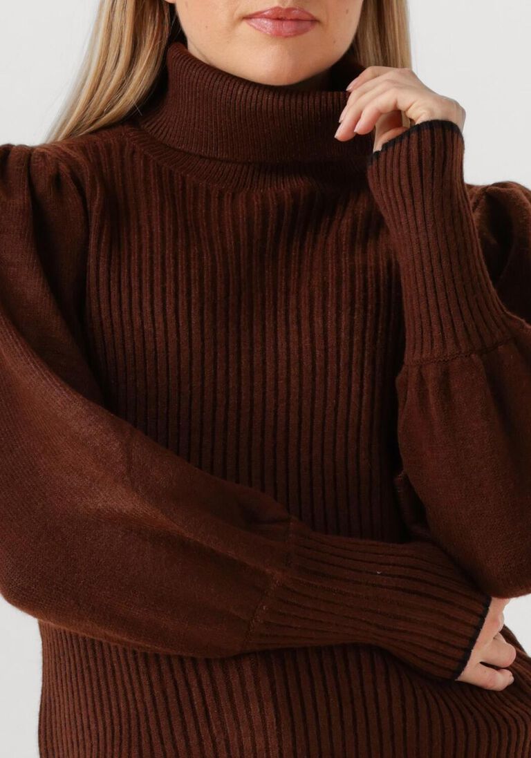 bruine co'couture trui row puff rib rollneck
