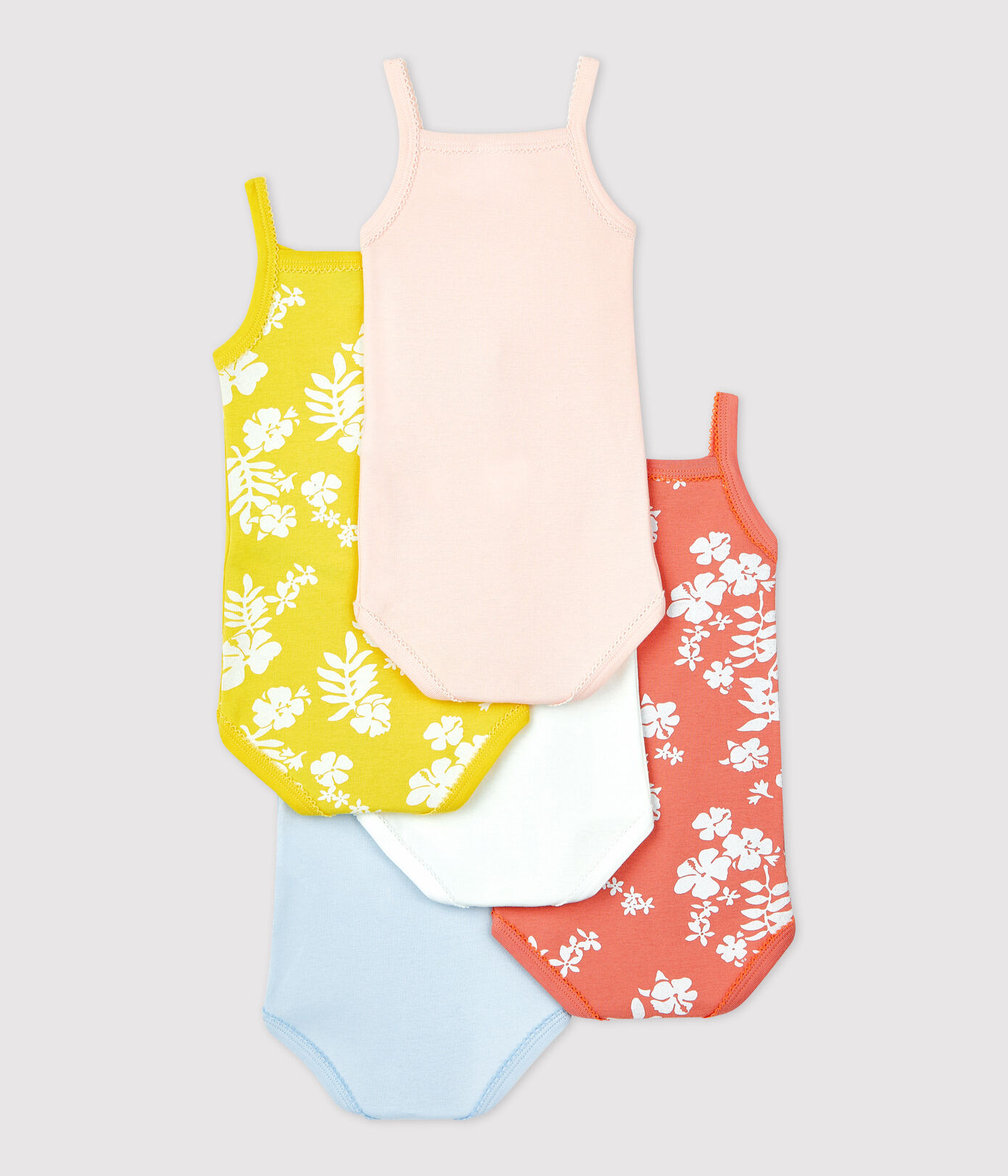 Lot de 5 bodies hawaï bretelles bébé en coton