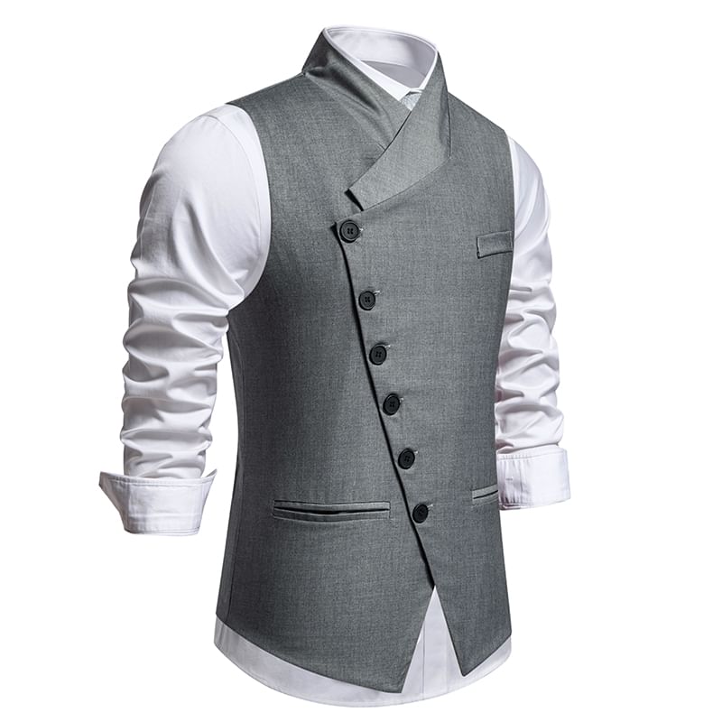 Fireon - Effen asymmetrisch vest met knopen