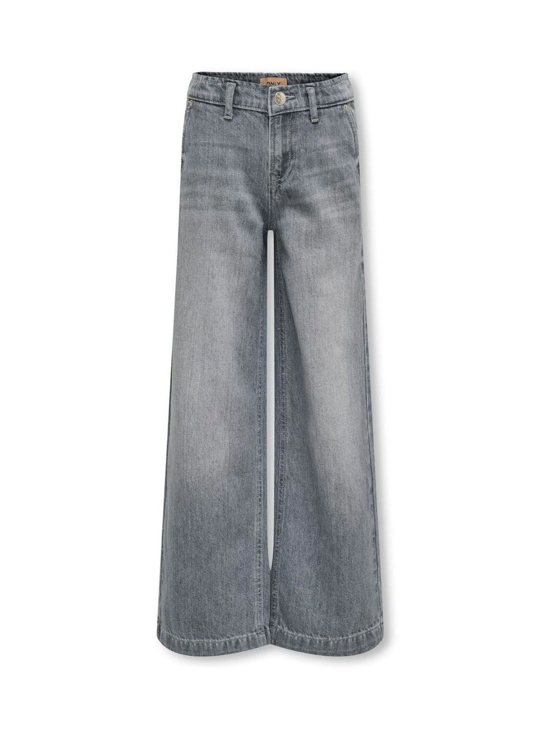 ONLY KIDS grijze jeans met wijde pijpen en verstelbare taille van 100% katoen