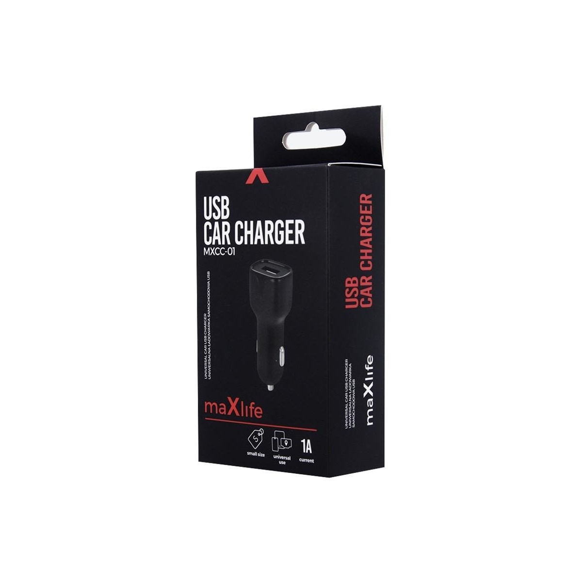 Maxlife Billaddare MXCC-01 USB (1A), Svart
