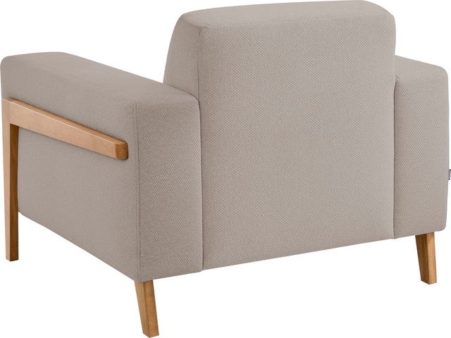 exxpo - sofa fashion Sessel »Starr, Loungesessel, Scandic Design mit Sichtholz am Armteil« im Scandinavian Design, mit Massive Holzfüsse, frei im Raum stellbar