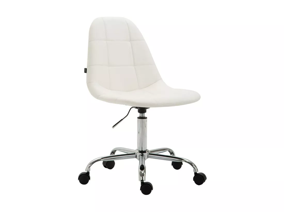 Chaise de bureau - Similicuir & Métal chromé - Blanc - Reims