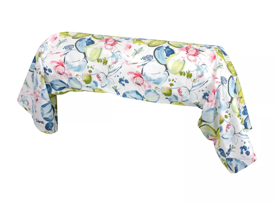 Taie de traversin 240x43 cm percale coton NENUPHAR aqua