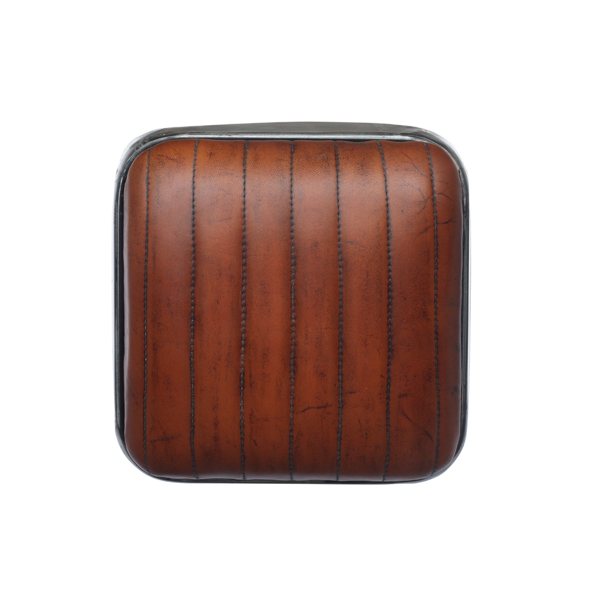 Barhocker 'Tank 2', Eisen, Leder, T 40 cm, B 40 cm, H 75 cm von fischer's lagerhaus