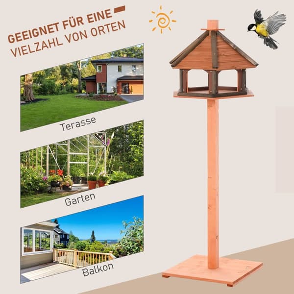 Fuglehus Fuglemater Trefugl Villa Mater Fuglestativ Fuglebord Fuglehus Lekestativ Med Vanntett Tak Naturlig Diameter 52 X 130 H Cm