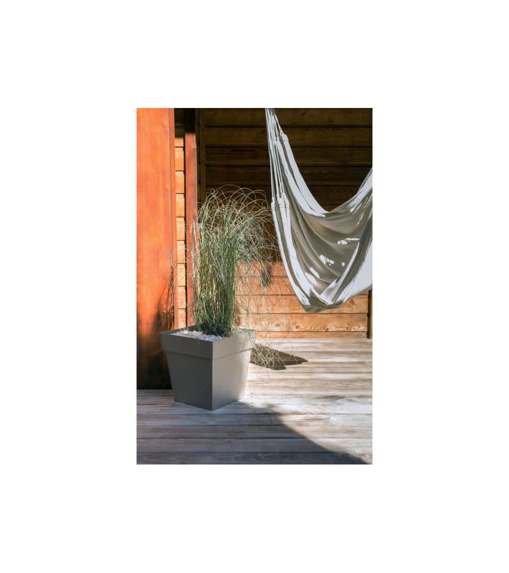 Pot de fleur carré toscane 49,5 x h.52,5 cm - taupe